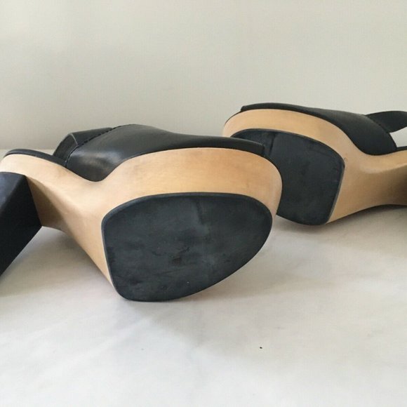 Coach Platform Black Leather Petrina Platform Block Heels - Size 6 - Picture 2 of 7